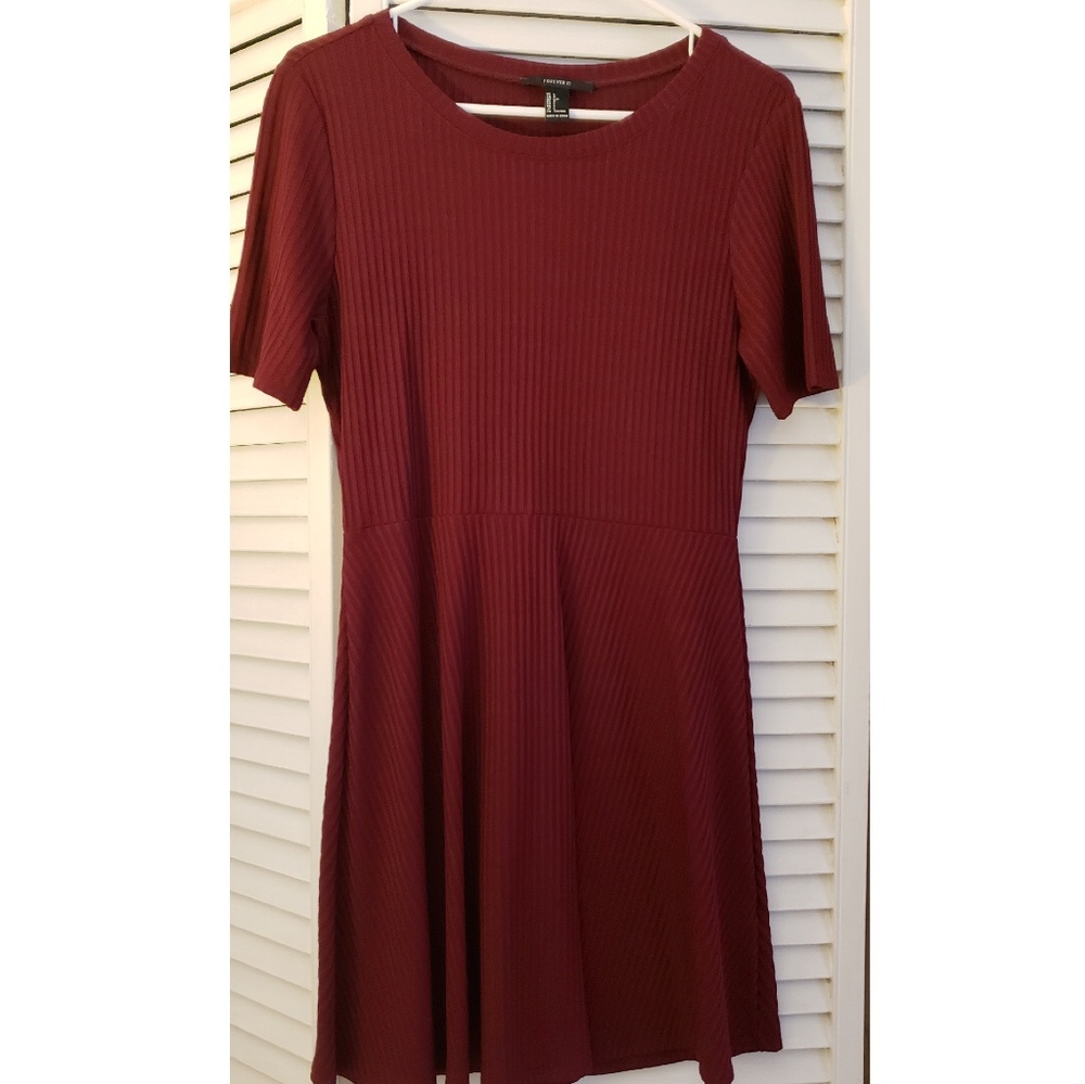 FOREVER 21-SIZE L- Burgundy skater dress